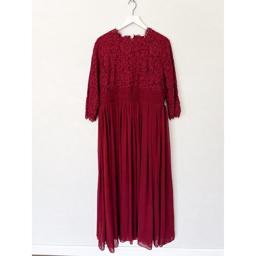 Dainty Jewells Lovely Lace Chiffon Dress Size 20 Burgundy Modest Formal